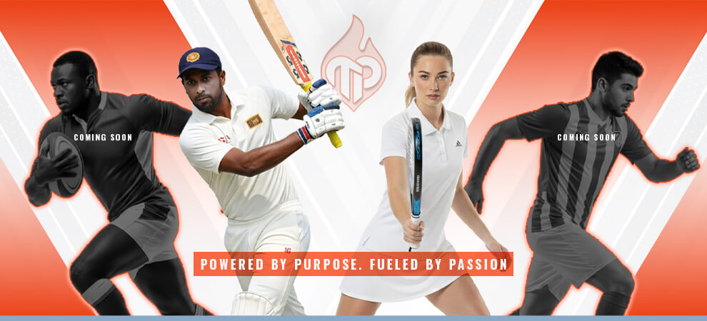 Hero banner of Timeless Passion featuring athletes from cricket, tennis, rugby, and football with the slogan “Powered by Purpose. Fueled by Passion.”